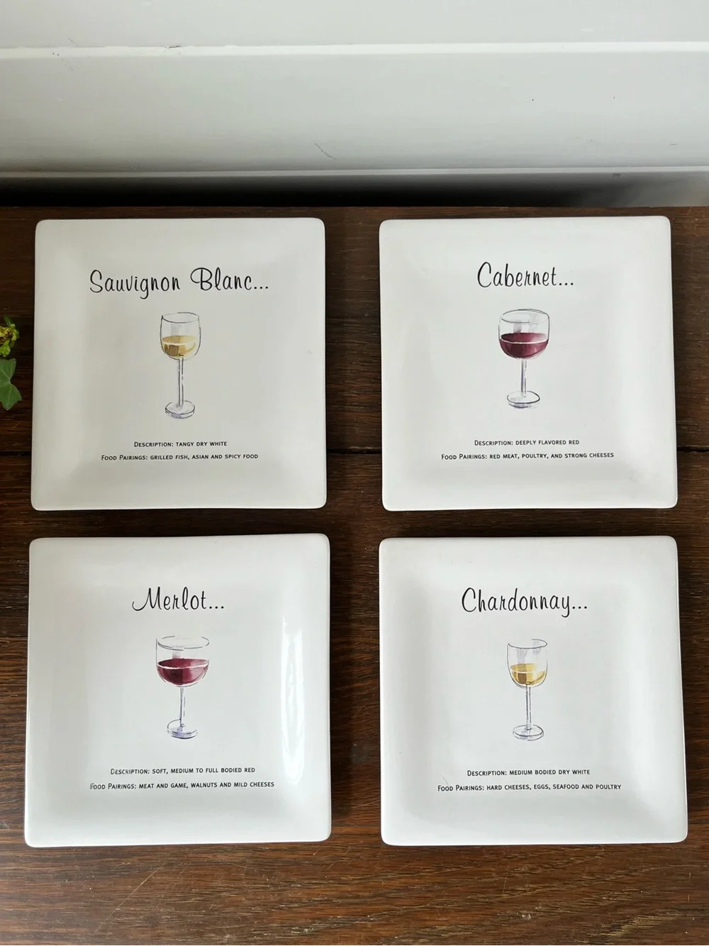 Pottery Barn Wine Guide Appetizer Plates (4)